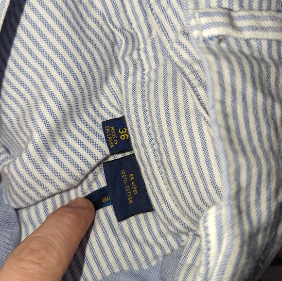 Men's 36 9" Polo Ralph Lauren Classic Fit Shorts Blue White Striped Preppy - Picture 2 of 4